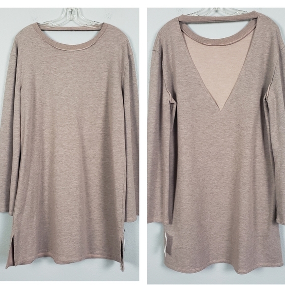 PST Project Social T Oversized Tunic Sweatshirt Back V Cutout Longline Sz S Pink - Picture 1 of 10